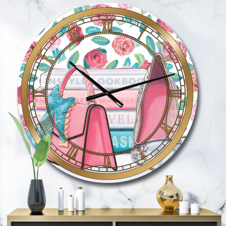 Pink Fashion high heels I - Posh & Luxe Large Wall CLock