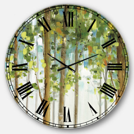 Green Forest Study - Modern Farmhouse Large Wall CLock