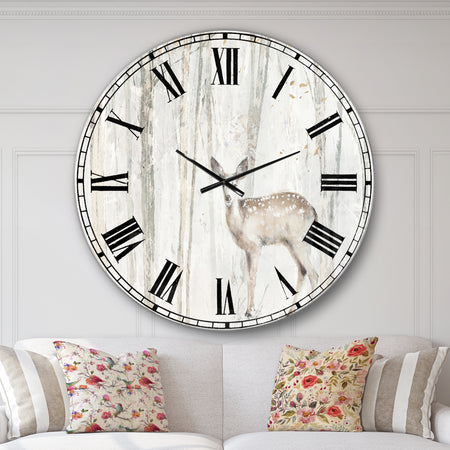 A Woodland Walk into the Forest I - Modern Farmhouse Large Wall CLock