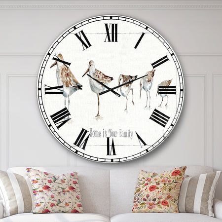 Pebbles and Sandpipers Family - Traditional Wall CLock