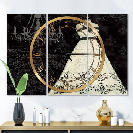 French Couture II - Glam 3 Panels Oversized Wall CLock