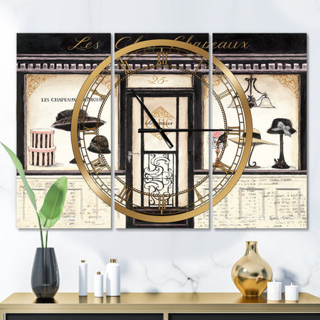 Les Chic Chapeaux French Fashion - Glam 3 Panels Oversized Wall CLock