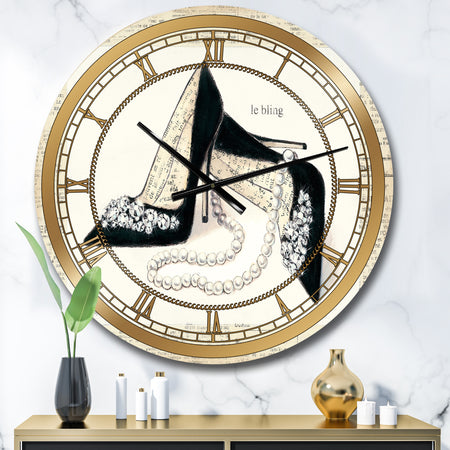 Silver Orchid Borella 'Chic Galm Closet I - Glam Large Wall Clock