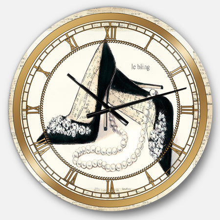 Silver Orchid Borella 'Chic Galm Closet I - Glam Large Wall Clock