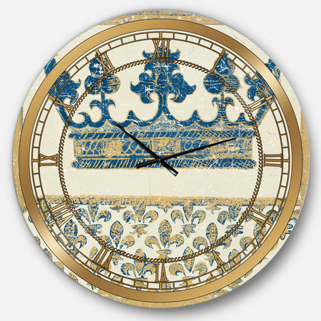 Fleur de Lis Gold Crown - Ornate Glam Large Wall CLock