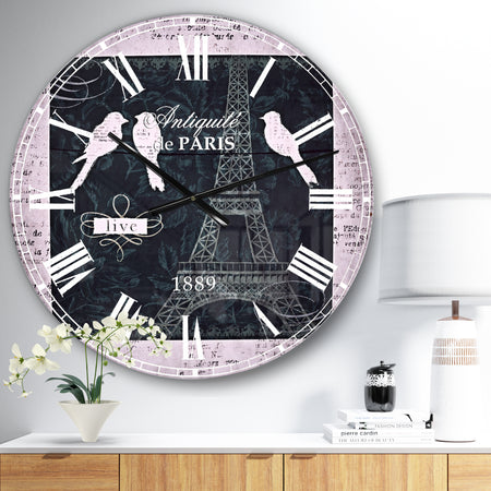Paris Vintage Collage II - French Country Wall CLock