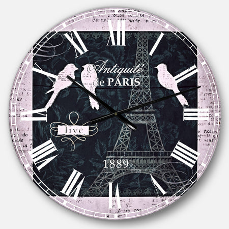 Paris Vintage Collage II - French Country Wall CLock