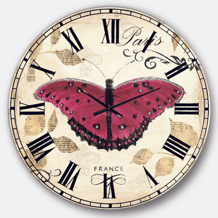 Red Farmhouse Butterfly - Farmhouse Large Wall CLock