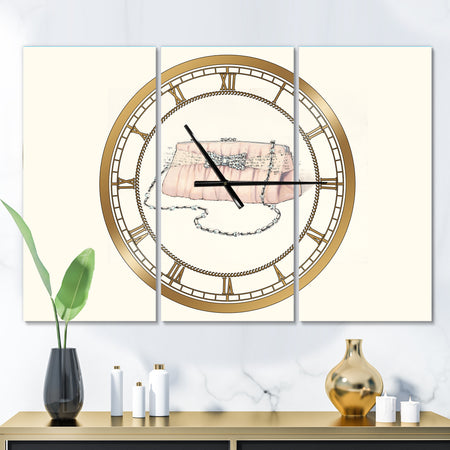Glamorous Sparkle Purse II - Glam 3 Panels Large Wall CLock