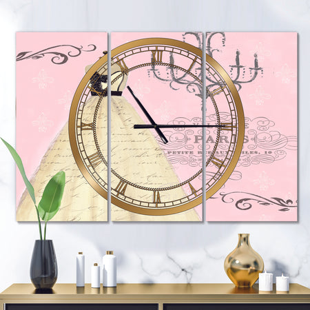 French chandeliers Couture II - Glam 3 Panels Oversized Wall CLock