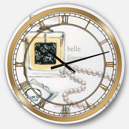 Perfume Glam Bathroom I - Glam Oversized Wall CLock