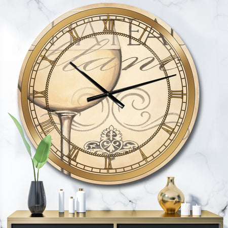 French Chateau White Wine II - Glam Oversized Wall CLock