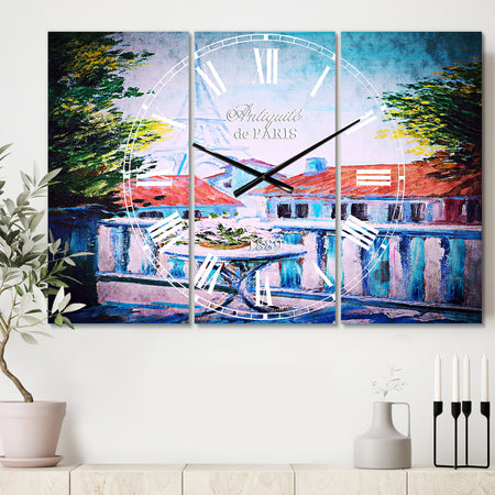Paris Eiffel Tower - Cottage 3 Panels Oversized Wall CLock