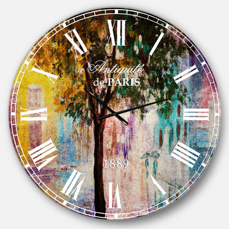 Couple Walking in Rain - Landscape Large Wall CLock