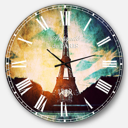 Paris Eiffel TowerRetro Style - Cityscape Large Wall CLock
