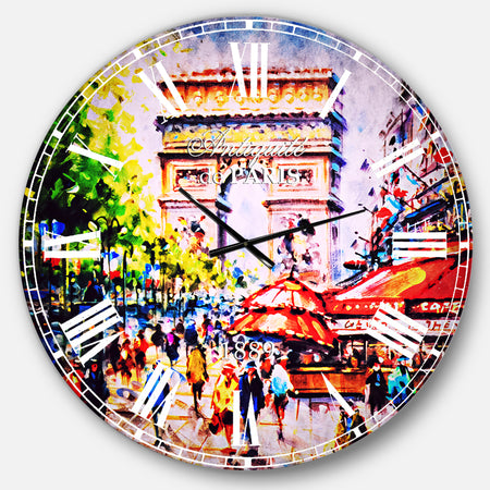 Arc d Triomphe Paris - Cityscape Large Wall CLock