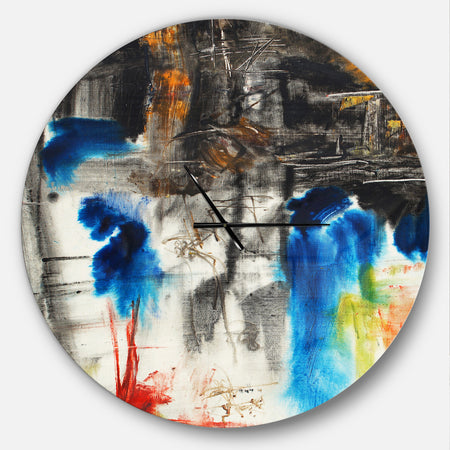 Black Blue and Yellow Pattern - Oversized Modern Wall CLock