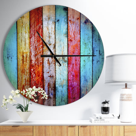 Vintage Wooden Pattern - Oversized Modern Wall CLock