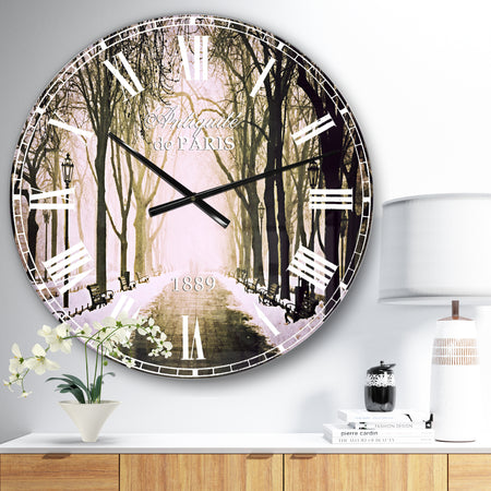 Fog in Alley Vintage Style - Landscape Large Wall CLock