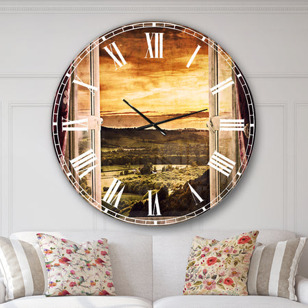 Open Window to Rural Landscape - Contemporary Wall CLock