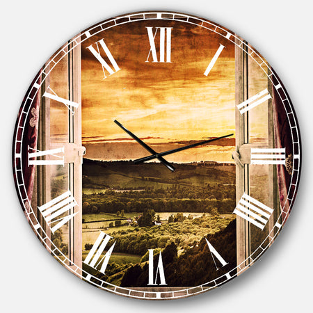 Open Window to Rural Landscape - Contemporary Wall CLock