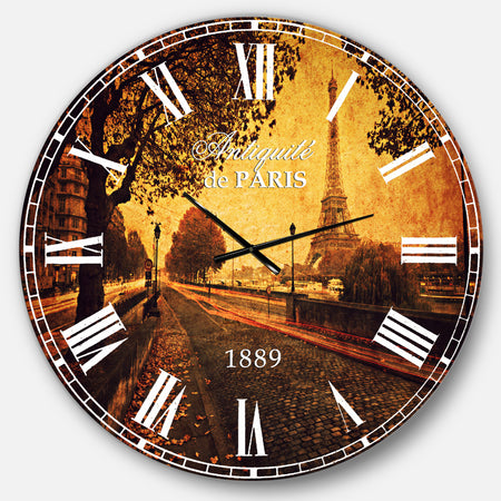 Vintage Style View of Paris - Landscape Wall CLock