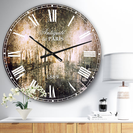 Night Alley with Lights - Photography Landscape Large Wall CLock