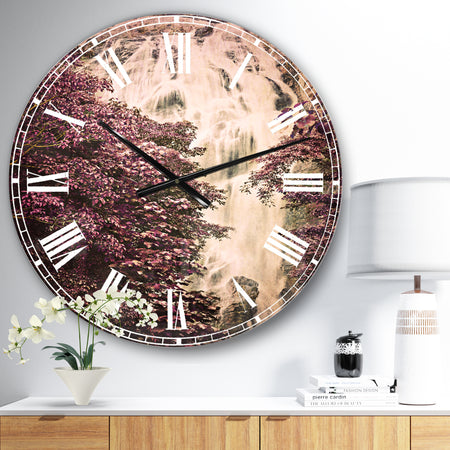 Klonglan Waterfall Floral - Abstract Large Wall CLock