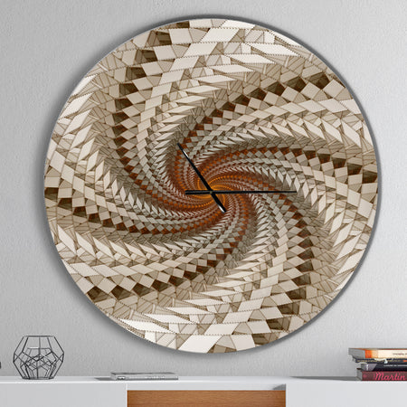 White Fractal Spiral Pattern - Oversized Modern Wall CLock
