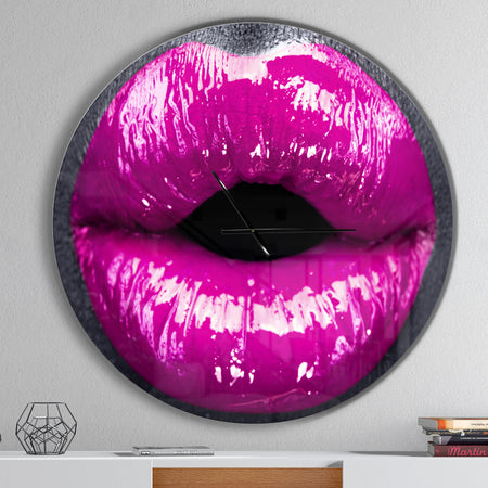 Purple Lip Makeup - Oversized Shabby Chic Wall CLock