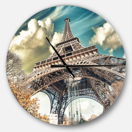 Street View of Paris Eiffel Tower - Oversized French Country Wall CLock
