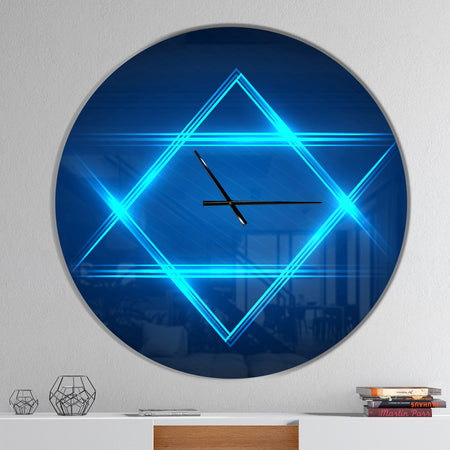 Neon Star of David - Oversized Modern Wall CLock