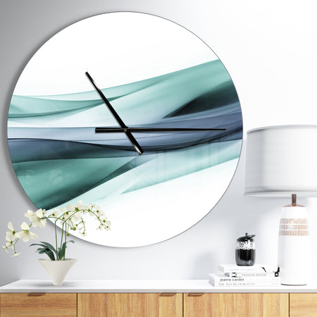 Fractal Lines Grey Blue - Oversized Modern Wall CLock