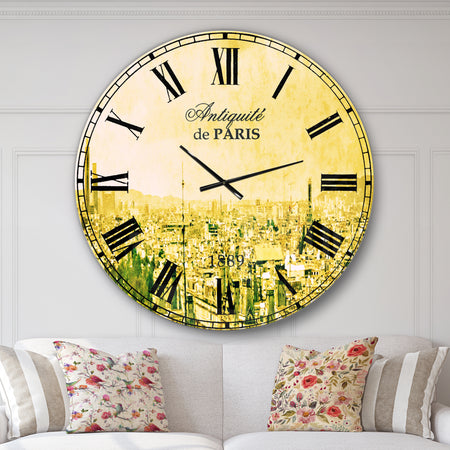 Paris Panorama with Scenic Sky - Skyline Wall CLock