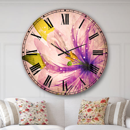Glowing Lily Flower - Floral Large Wall CLock