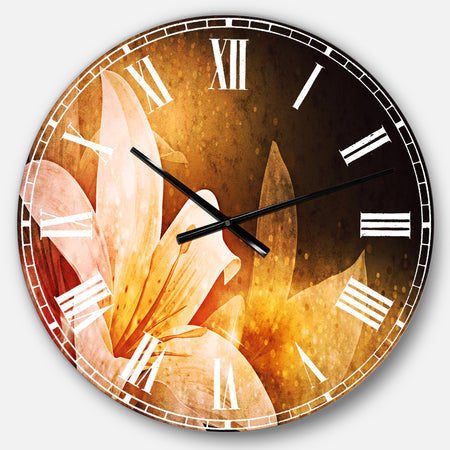 Silver Orchid Fonteney Floral Oversized Metal Clock