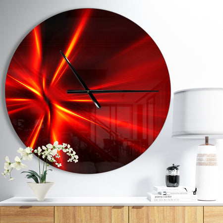 Red and Yellow Rays - Oversized Modern Wall CLock