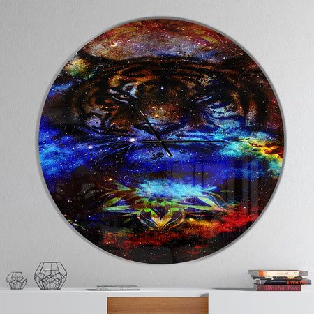 Colorful Tiger Collage - Oversized Traditional Wall CLock