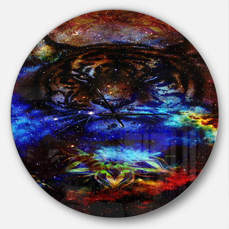 Colorful Tiger Collage - Oversized Traditional Wall CLock