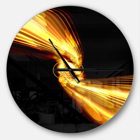 Glowing Golden Lines and Circles - Oversized Modern Wall CLock