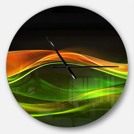 Abstract Green Yellow in Black - Oversized Modern Wall CLock