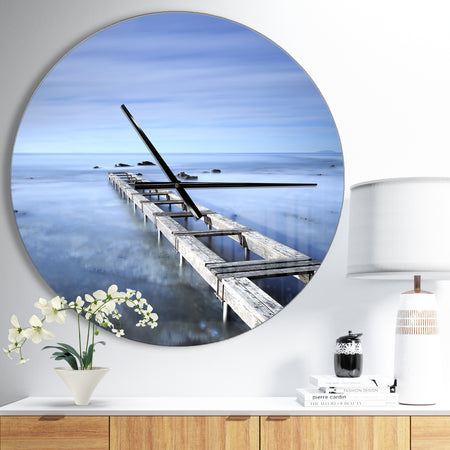 Dark Blue Sky and Large Pier - Oversized Coastal Wall CLock