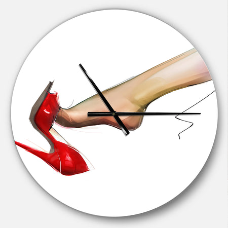 Leg Wearing High Heel Red Shoe - Oversized Fashion Wall CLock