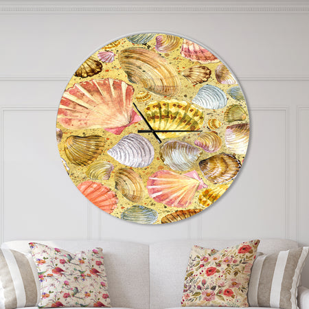 Seashell and Sea Sand - Oversized Coastal Wall CLock