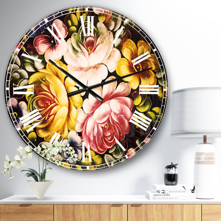 Digital Flower Bouquet - Floral Large Wall CLock