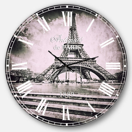 Paris Eiffel Towerin Gray Shade - Landscape Photo Large Wall CLock