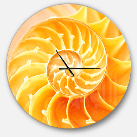 Yellow Nautilus Shell - Oversized Coastal Wall CLock