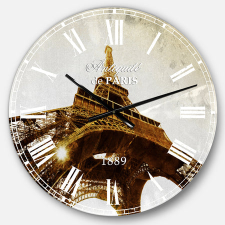 Paris Eiffel TowerStraight Into Sky - Photography Large Wall CLock