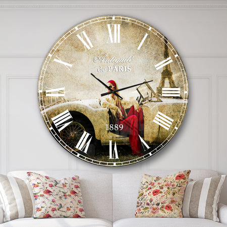 Fashion Woman in Car - Cars Large Wall CLock