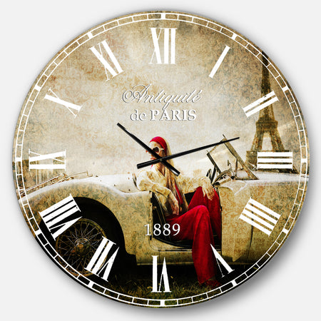 Fashion Woman in Car - Cars Large Wall CLock